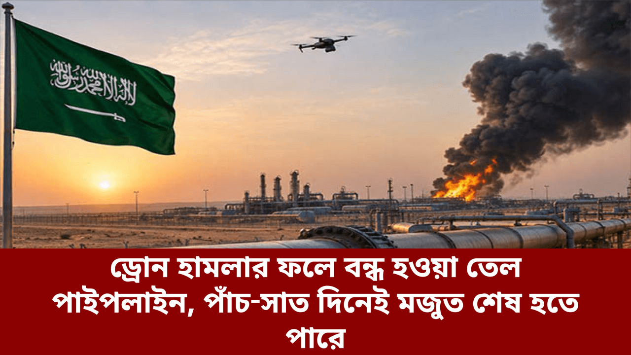 ড্রোন হামলার ফলে বন্ধ হওয়া তেল পাইপলাইন, পাঁচ‑সাত দিনেই মজুত শেষ হতে পারে